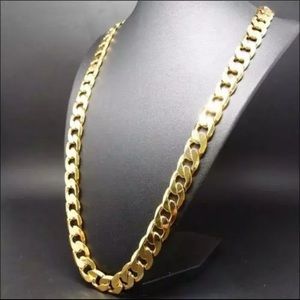 14K Gold Plated Cuban Link Chain Men's 24in 10mm